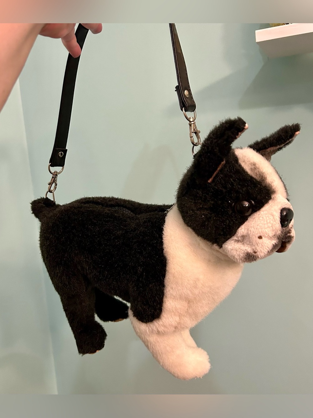 Puppy At Heart Plush Boston Terrier Realistic Dog Purse Handbag